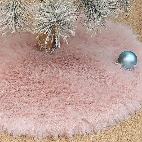 Juletræsskørt, Blødt Plys Juletræslags, Elegant Julepynt Pink 55 cm