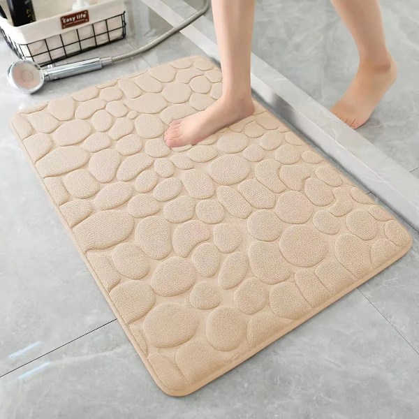 Halkfria mattor Kullerstenspräglade badrum Badkar i handfat Badkar Sidogolv Matta Duschrum Dörrmatta Memory Foam Matta khaki 40X60cm