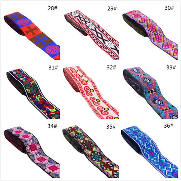 5 Yard/Del Bredd 5Cm Nationell Broderi Ribbon Spets Tyg Vävda Näpp För Kläder Diy Handgjorda Aca Försäkring 32 5yard