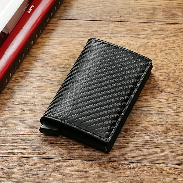 Hiilikuitu Korttikotelo Lompakot Miehet RFID Black Magic Trifold Nahka Ohut Mini Lompakko Pieni Raha Laukku Mies Lompakko Lompakko Naiset Musta A