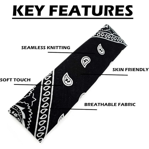 Stor 100% Bomulds Paisley Bandana, 22 x 22 Tommer - Stilful Bomuldstilbehør Black 12 Pieces (12pcs)