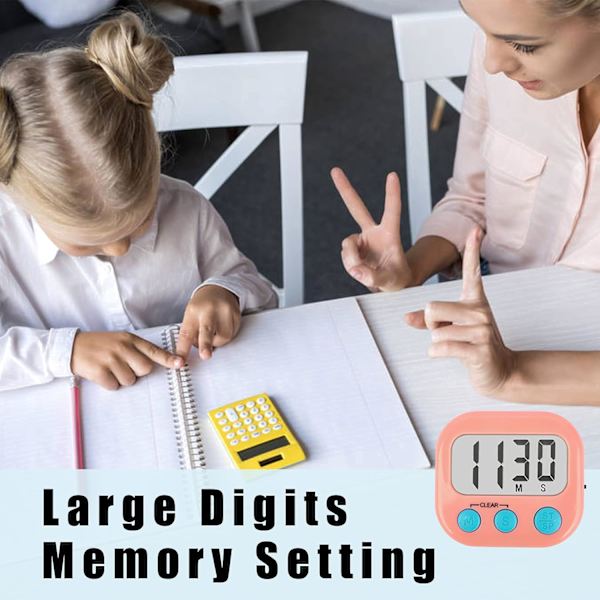 2 Pak Klasserum Timere til Børn - Digital Timer - Pink Pink White 1