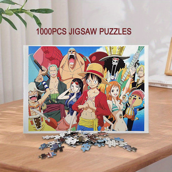 Lentokone-palapeli 1000 palaa Aikuinen One Piece Anime Rentouttava Leikki Lahja Lapsille Piirretty Kuvio Paperipalapeli 1091-1000PCS