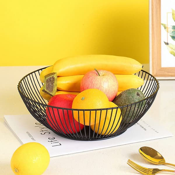 Modern fruktskål - god luftcirkulation - 1 styck - svart - metall - 26 cm - Hög kvalitet