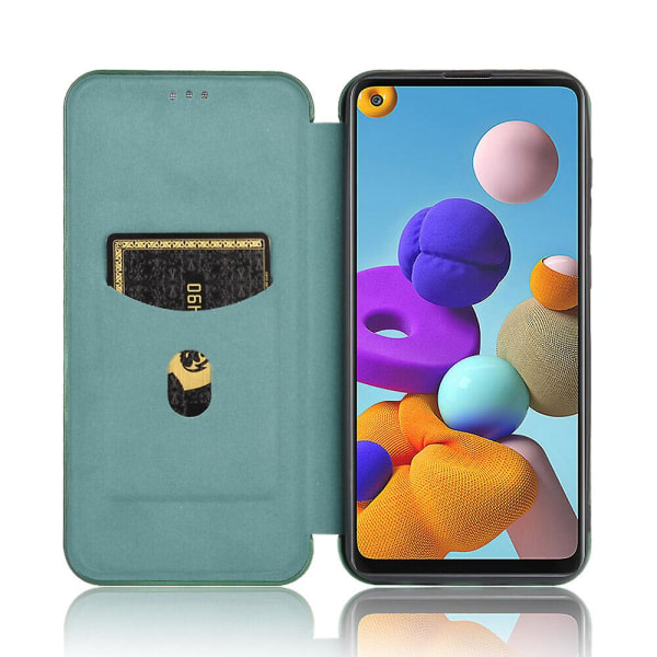SQBB Case till Samsung Galaxy A21s case Folio Flip Skyddande magnetiskt cover Etui Coque Grön ingen
