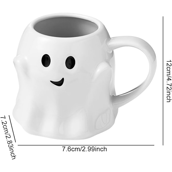 Halloween Spöke Keramik Kaffeemugg, 400ml Söt Spöke Ansiktsdesign White