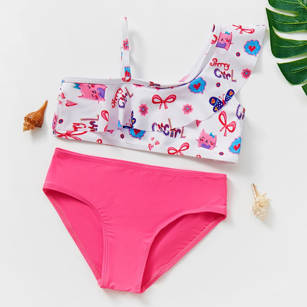 1~14V Flickbaddräkt Flickbaddräkt Set Bikiniset för barn Biquini Infantil Baddräkt för barn-ST108mix ST303 rose 6-7År
