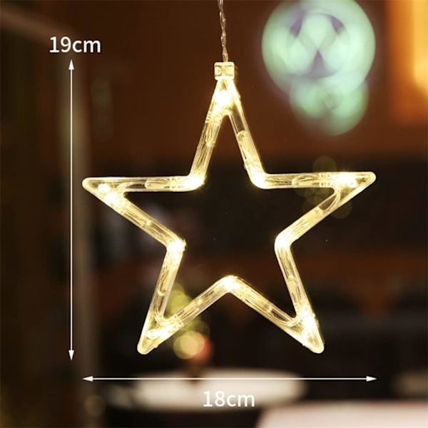 Julstjärna Fönsterlampor, 3-pack LED Hängande Lampor med Sugkoppar Stars