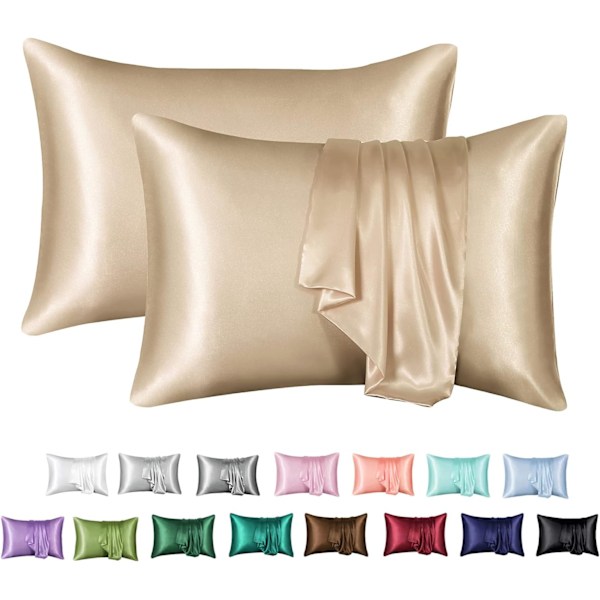 Silke Satin Putetrekk 2-pakning (uten fyll) Champagne 50X66cm Champagne 50X66cm