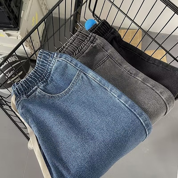 2023 Nya Straight Jeans Män Modemärken Hong Kong Style Retro Bred Ben Daddy Byxor Herrbyxor Sommar Tunn Dark Blue XXXL