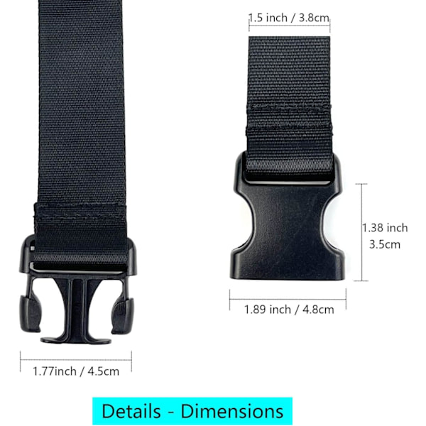 Fanny Pack Bältesförlängare Justerbar Elastisk Rem för Crossbody Väskor, 2-pack (Svart) Everywhere Extender Belt -1.5inch