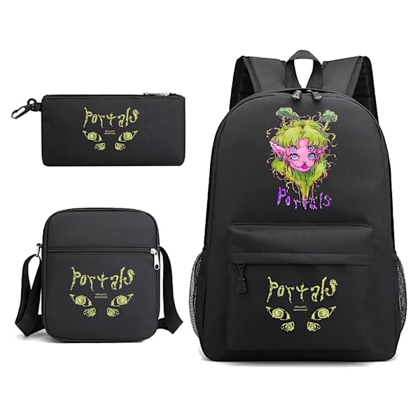 Melanie Martinez Skriv Ut Ungdoms Ryggsäck Set Studentskole Väska Axelpåse Pencil Case 3-Stycke Sett Black 16 inches