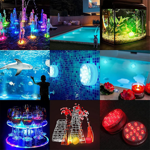 Pool Badekar Lys Syv Farver 13 Lys 7CM-13 lights-24 keys 1 light + 1 remote control