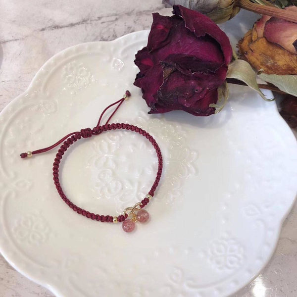 Körsbär stickat rep armband kvinnlig skicka flickvän boudoir honung st