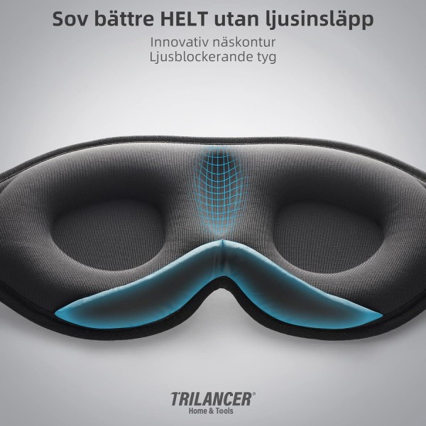 Innovativ sömnmask för män och kvinnor, ljusblockerande ögonmask för sömn, tupplur, meditation, resor (svart)