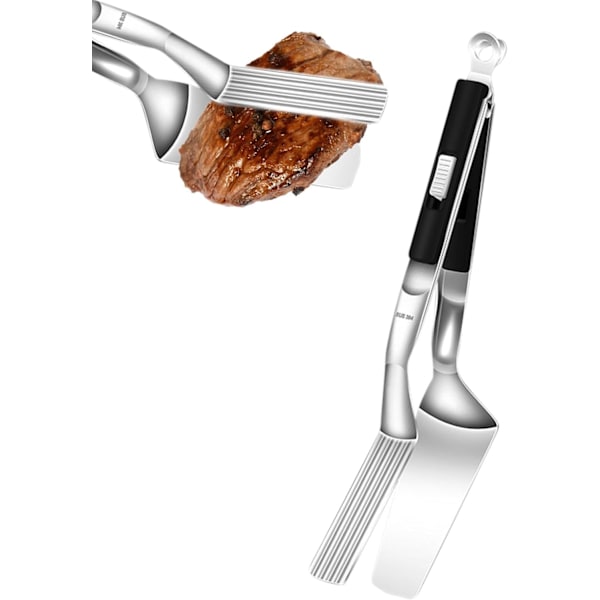 Justerbare BBQ-tang, Varmebestandig Matklemme, Utekokingverktøy, Matserveringstang Black