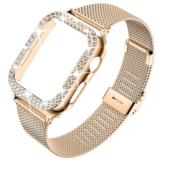 Case+ metallrem för iWatch Band Ultra 2 Armband i rostfritt stål för Apple Watch 9 8 7 45 mm 44 mm 40 mm 41 mm Series 6 5 4 gold Series 9 8 7 45MM