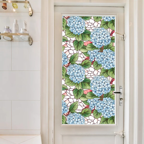 45*100cm ikkunakalvo sininen hortensia värjätty lasi ikkunatarrat yksityisyyssuoja kalvo DIY ikkunatarrat lasikalvo