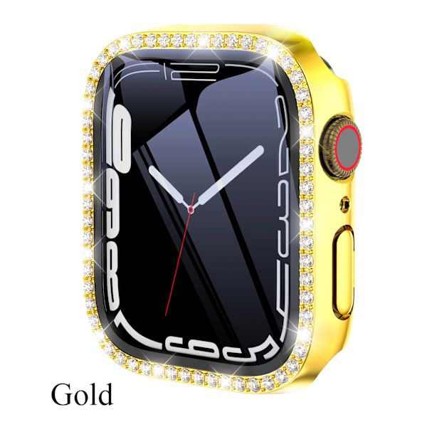 Diamantglas+ suojakotelo Apple Watchille Case 45 mm 41 mm 40 mm 44 mm 42 mm 38 mm Bling Bumper+ Näytönsuoja iwatch Series 9 8 7 3 6 SE Gold Series 321 42MM