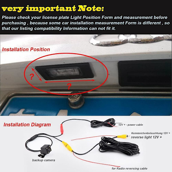 Bil bakkamera til Ford Mondeo/fiesta/focus Hatchback/s-max/kuga/evere [DB] Sort Black
