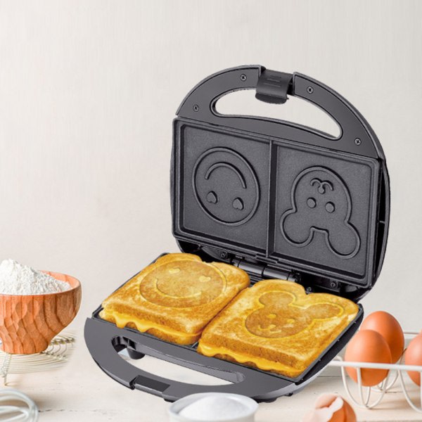 CQBB Smörgåsmaskin tecknad Mickey dubbel lager våfflor grill leende ansikte