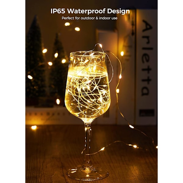 24 Pak Batteridrevne Fe-Lys, 7ft 20 LED Vandtætte til Bryllup Warm White and White 24 Pack