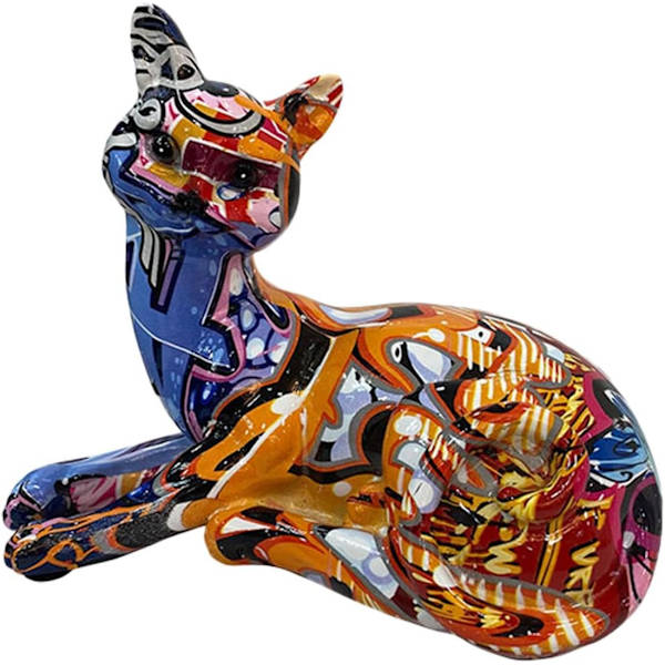 Harts graffiti kattestatuer | Dekorative pyntefigurer | Bardisk og tilbehør til boligindretning Benägen position