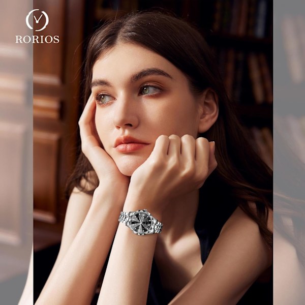 Enkel Dame Armbåndsur i Rustfrit Stål Elegant Analog Kvarts Lysende Sort B Black B