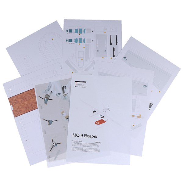 1:32 Amerikansk MQ-9 Reaper rekognoseringsflygplan DIY-pappersmodell White One Size