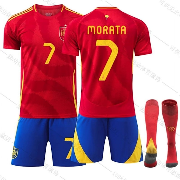 2024 Spanska hem Europacup fotboll set tröja nr 7 Morata 9 Kanada 19 Amal no.9 no.9 #18