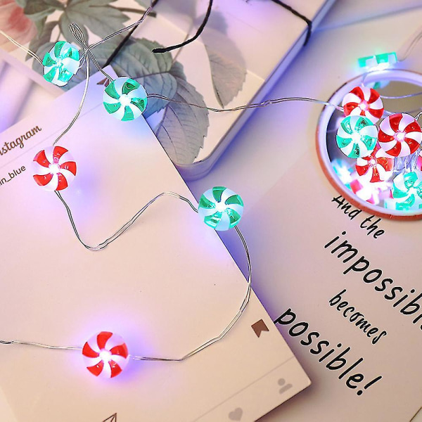 Candy String Lights, 9,8 ft Sugar Mint Candy Lights med 30 glödlampor för julfest Tree Lights