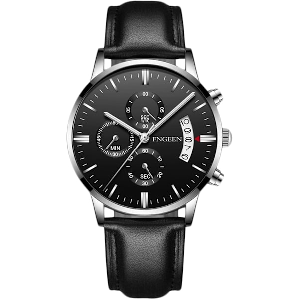 Fritids Analog Kvarts Armbandsur Herrar Affärsur Mode Datum Kalender Klocka Vattentät Luminous Watch Rostfritt Stål Armband för Män Svart A Black A
