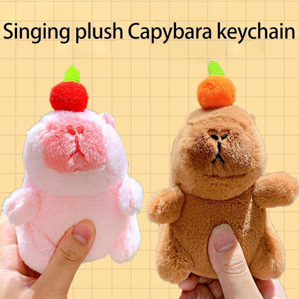Laulava Capybara plyysiavainperä - luova musiikkipehmolelu riipus, reppukoriste Allt