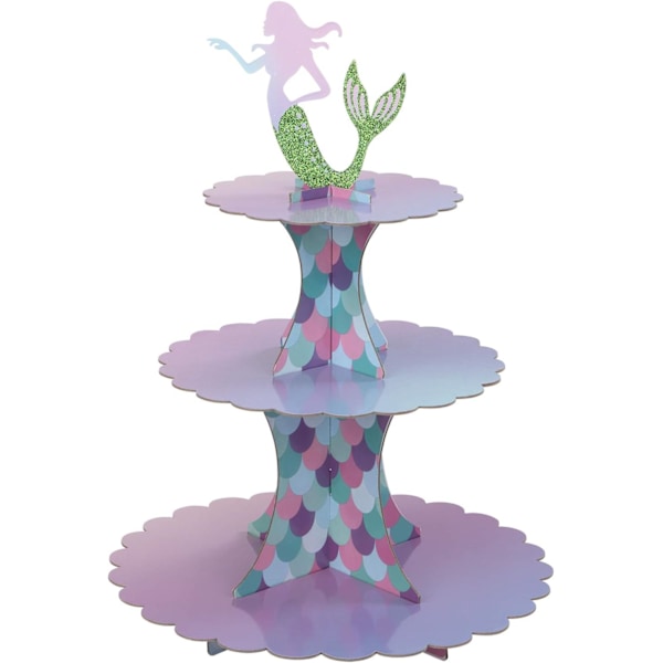 Havfrue Cupcake Stativ 3-niveau Pap Kage Stativ til Baby Sho