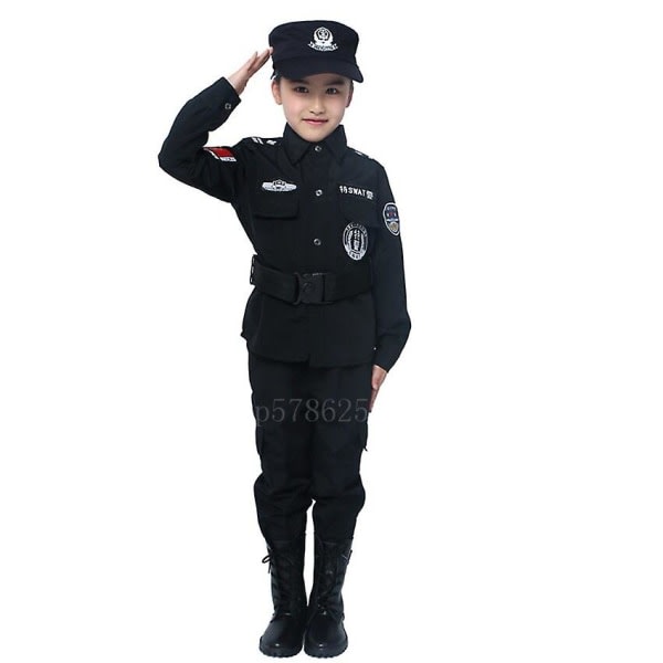 Barn Polis Uniform Poliser Cosplay kostym Höjd 120CM SQBB