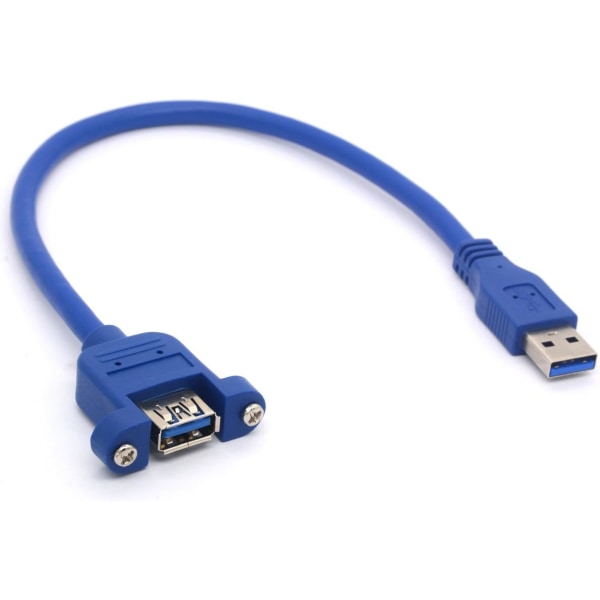 USB 3.0 förlängningskabel USB 3.0 hane till hona adaptersladd med skruv Panelfäste för industridator PC 30CM