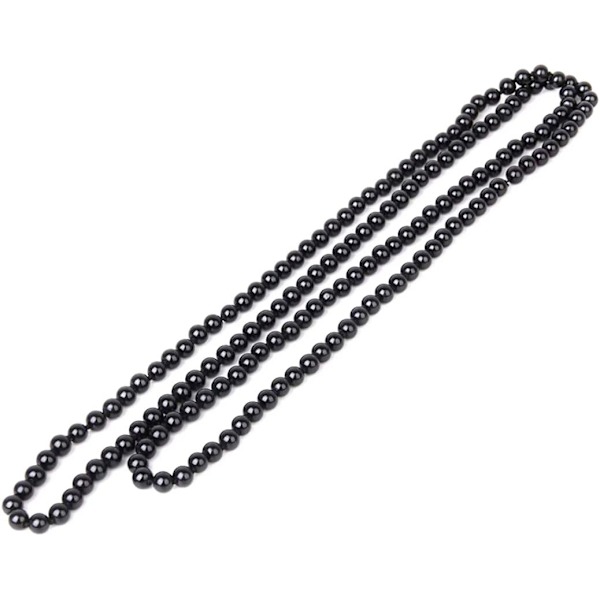 Svart pärlhalsband för kvinnor, pärlkedja, svart kedja, extra långt faux pärlhalsband, flerskiktshalsband för kvinnor, tröjhalsband, faux pärlhalsband 111