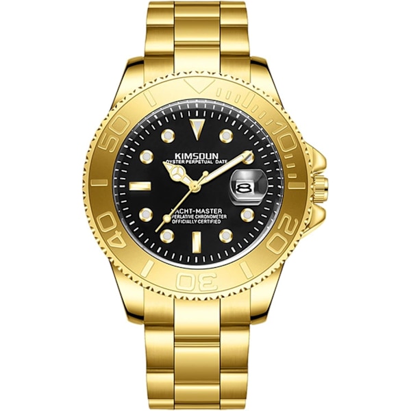 Minimalistisk herreur klassisk rustfrit stål armbåndsur mode analog kvarts ure dato kalender lysende ur til mænd mænd Guld B Gold B