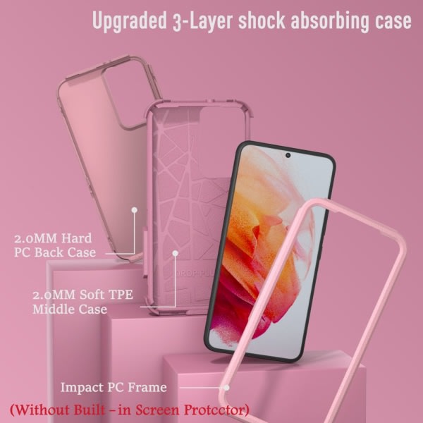SQBB Xhy för Samsung Galaxy S22 Case 2022 Robust gummi Hållbar 3 i 1 skyddande Samsung S22 5G cover för flickor, män, kvinnor, söt (lila) rosa