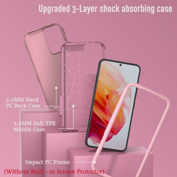 SQBB Xhy til Samsung Galaxy S22 Etui 2022 Robust gummi Holdbar 3 i 1 beskyttende Samsung S22 5G cover til piger, mænd, kvinder, sød (lilla) pink