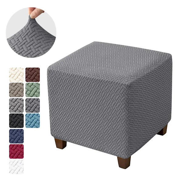 1 st Jacquard stretch ottoman pall täckt elastisk fyrkantig fotpall täcker all-inclusive hållbara fotstöd slipcovers vardagsrum A7  ottoman cover small