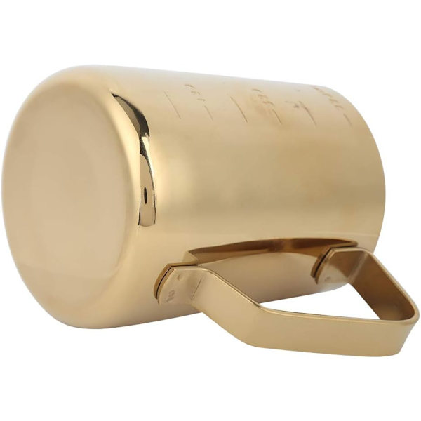 Rustfritt Stål Melkeskummer Kopp Mugg med Skala for Hjem Latte Art Kaffetilbehør Kafeer Gull 600ML (350ML (med vekt)) 350ML (med våg)