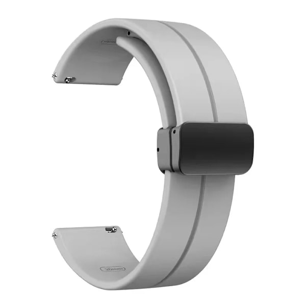 Magnetlås Silikonrem for Huawei Watch 3 pro GT3 GT2 42mm 46mm For Mi Watch S1 Pro/ Watch 2 20mm 22mm Rem Armbånd lys grå Huawei GT3 46MM