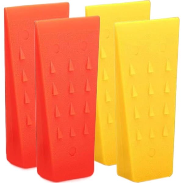 Fällkilar 4-pack 5 tum Fällkil Stabila plastkedjor Sågkilar med halkfria stötar för avverkningsutrustning Gul + orange träklyvare gul+orange