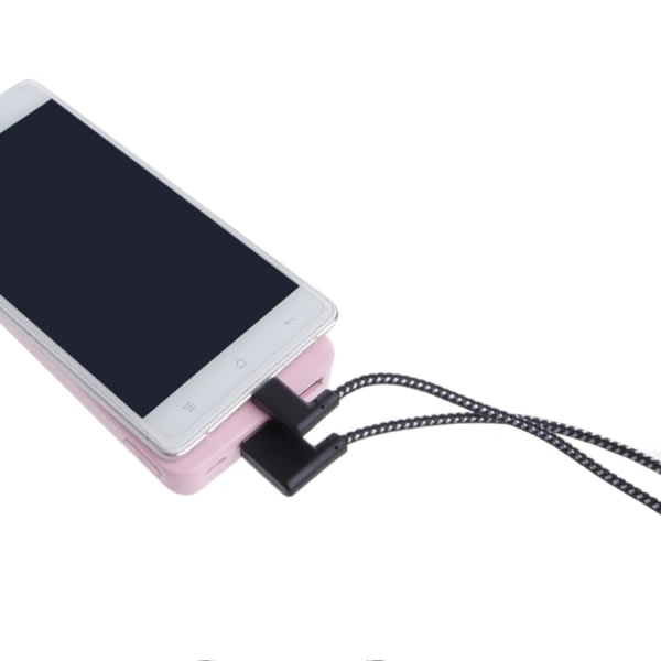 SQBB Micro USB Data Laddningskabel 2M Nylon Flätad Microusb Laddningsladdare rät vinkel