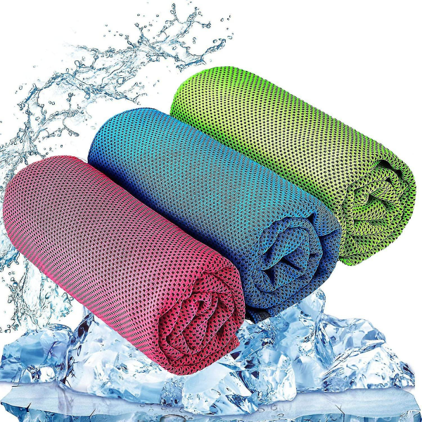 Kylhandduk - Set med 3 - 80x30 cm mikrofiberhandduk för omedelbar kylning - Cool och kall handduk för yoga, golf, resor, sport, camping, fotboll