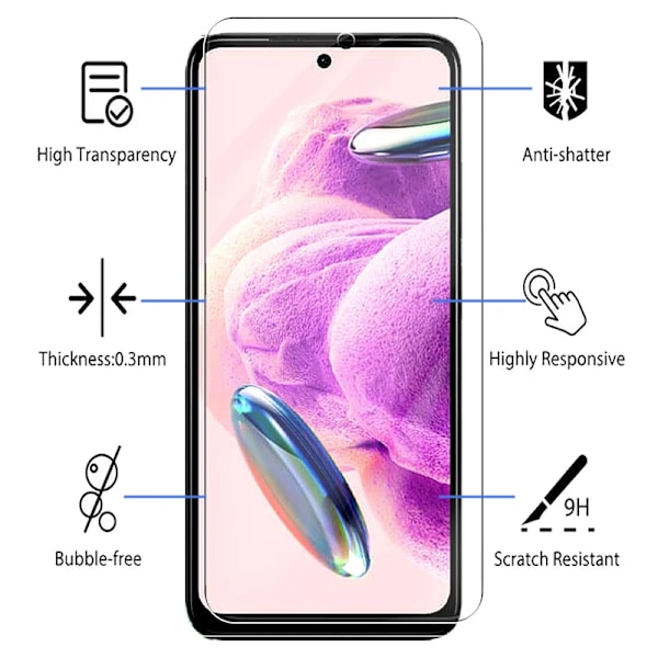 6in1 Härdat glas för Xiaomi Redmi Note 12S Genomskinligt skärmskydd  Kameralins skyddande film