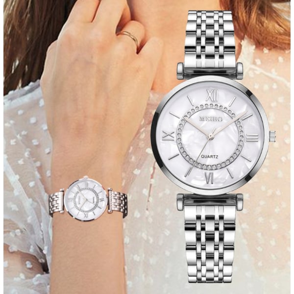 Mode kvinnors armbandsur i kristallstål, watch, watch, toppmärke