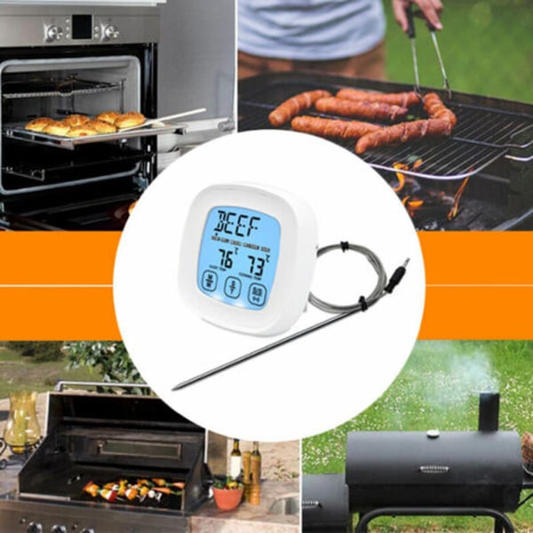 Digitalt steketermometer for baking, BBQ, grilling med 1 sonder og en timer
