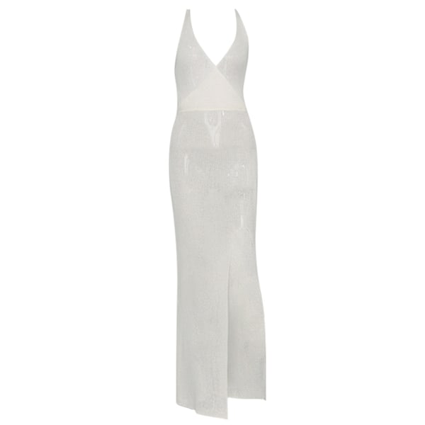 Kvinnor sommar ärmlös baddräkt Cover Up exig plit Virkad Mesh Beach Dress White S